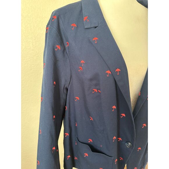 ModCloth Legendary Lifestyle Cotton Blazer NWOT Navy Novelty Umbrella Size 26 - Picture 3 of 11